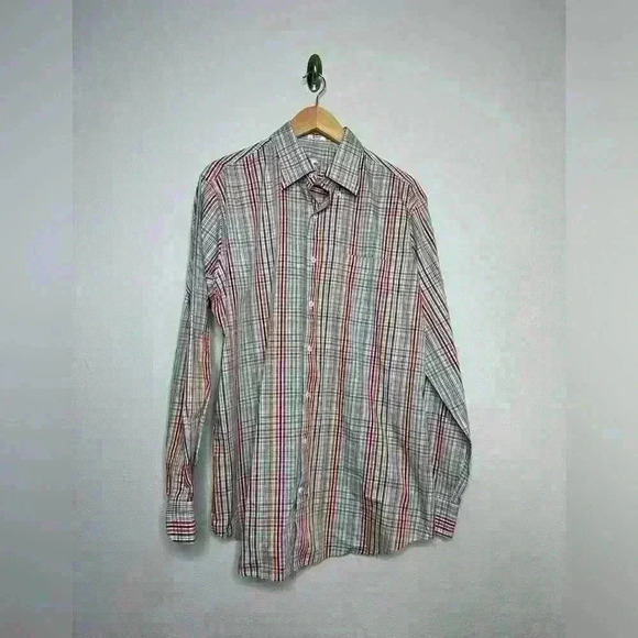 Peter Millar Multi Colored Cotton Men’s Dress Shirt striped size Large like new - Picture 1 of 6